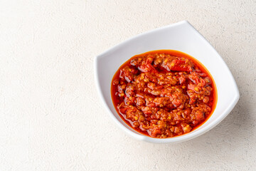 Sambal Balado is Traditional red chili paste from Padang, West Sumatra

Sambal Balado is one of Indonesian signature condiment.