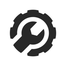 spanner and gear settings service icon logo