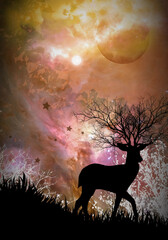 Deer dream catcher silhouette art