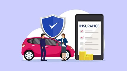 Saleswoman offering car insurance to young man