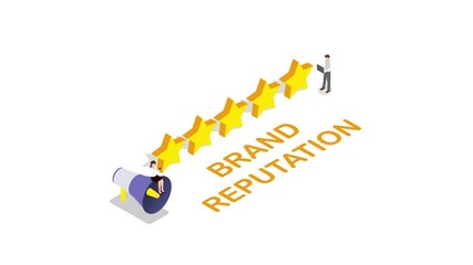 Two people with five stars and brand reputation text