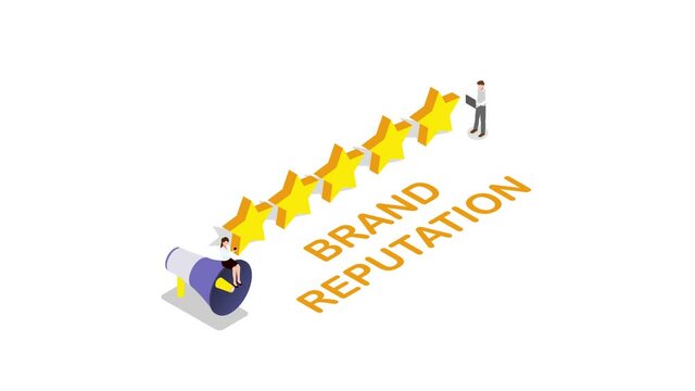 Two people with five stars and brand reputation text