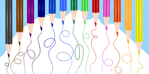 background with colorful pencils