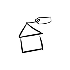 Rent apartments and houses sketch. Real estate rental logo. A simple symbol for renting a house