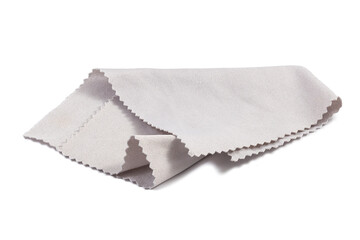 Fototapeta premium Gray glass cleaning cloth, napkin isolated on white background. Soft rag