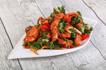 Marinated chicken breast slices with cilantro