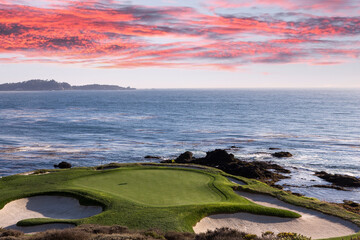golf course with ocean