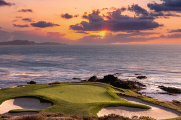 golf course with ocean