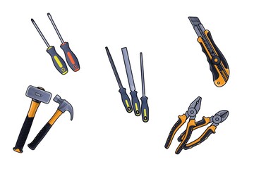 3D render illustration, Amazing picture of building tools with white blurry shadow background