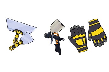 3D render illustration, Amazing picture of building tools with white blurry shadow background