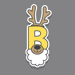 Letter B icon logo with deer illustration design vector