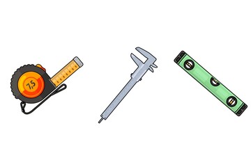 3D render illustration, Amazing picture of building tools with white blurry shadow background