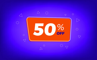 50 percent off discount. blue bunner floating ballon for promotion and sale offers vector