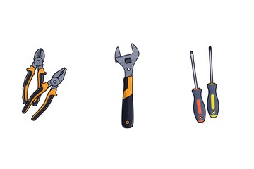 3D render illustration, Amazing picture of building tools with white blurry shadow background