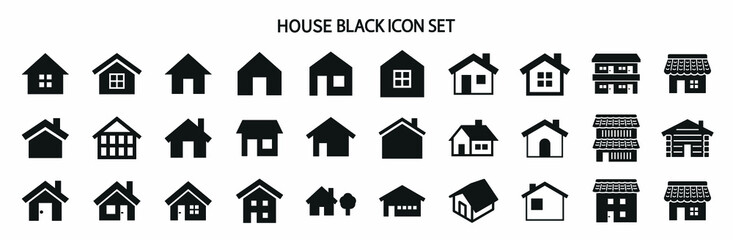 Simple monochrome house icon set