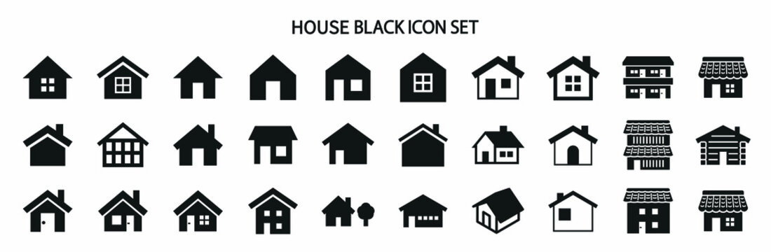 Simple Monochrome House Icon Set