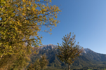 Fototapeta premium Schaan, Liechtenstein, October 14, 2021 Majestic mountain panorama on a sunny day