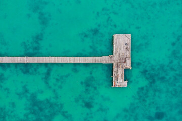 Koh Mak tropical island and its long wooden pier on the sea, near koh Chang, Trat, Thailand
