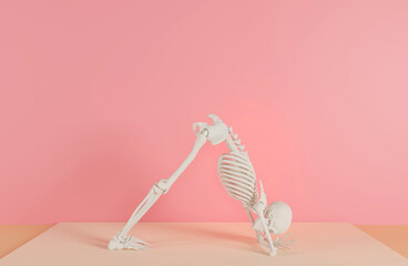 ヨガポーズをとる骸骨さん