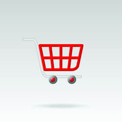Shopping kart in 3d icon. Shopping icon theme, 3d vector illustration stock.	