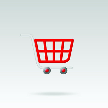 Shopping kart in 3d icon. Shopping icon theme, 3d vector illustration stock.	