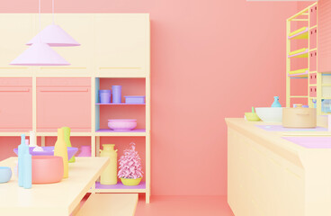 パステルカラーのインテリアキッチン雑貨