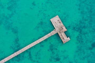 Koh Mak tropical island and its long wooden pier on the sea, near koh Chang, Trat, Thailand