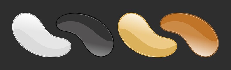 Patches for the face of different colors. Hydrogel anti-aging patches. A set of vector illustrations.