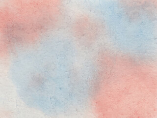 Light sky red shades and blue watercolor paper textured illustration for grunge design, vintage card, retro templates. Smooth pastel colors wet effect hand drawn canvas aquarelle background.