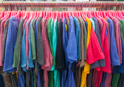 colorful clothes hanging for sale, discounted prices on every major holiday such as New Year, Christmas, Diwali, Muslim Eid Al-Fitr