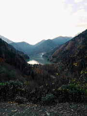 Lake between mountains. 1 km above the sea level.