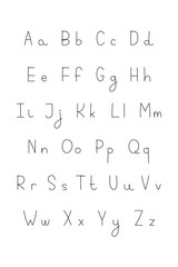 hand written alphabet for home school print