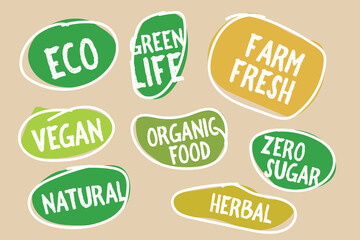 Eco Label Set.  Green natural label.