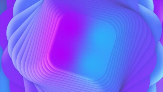 Cyclic wave movements of figures. Transformation and reshaping. Blue pink color. 3d animation of a seamless loop 