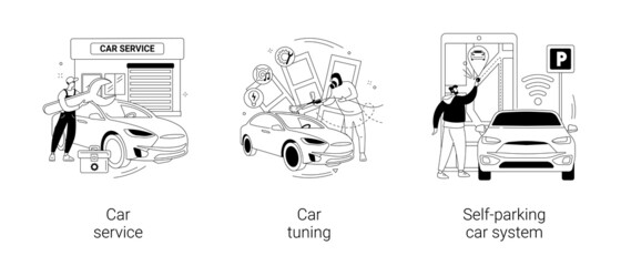 Automobile service abstract concept vector illustrations.