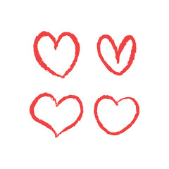 Hand drawn doodle hearts. Set of heart illustrations for valentine's day decoration. Love sketches.