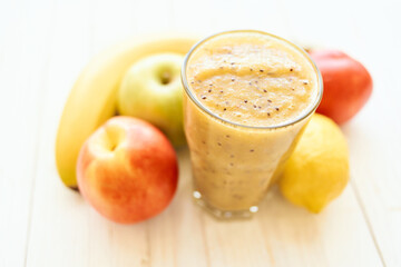 fruit smoothie fresh Fresh Desert milkshake top view