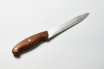Kitchen knife on white background with copy space