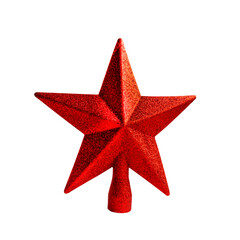 red glitter star isolated on white background