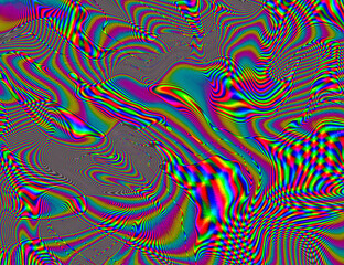 Trippy Psychedelic Rainbow Background Glitch LSD Colorful Wallpaper. 60s Abstract Hypnotic Illusion. Hippie Retro Texture. hallucinations