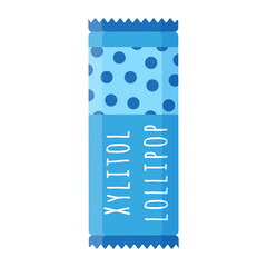 Vector cartoon packaging of sugar free xylitol lollipop.