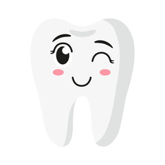 Vector cartoon cute wink characters of tooth.