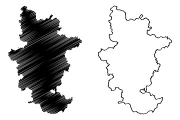 Sangrur district (Punjab State, Republic of India) map vector illustration, scribble sketch Sangrur map