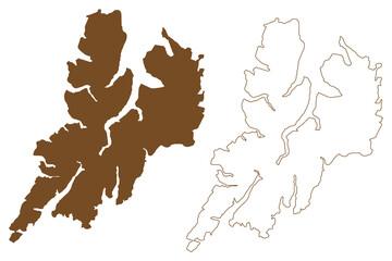 Hinnoya island (Kingdom of Norway) map vector illustration, scribble sketch Hinnoya map