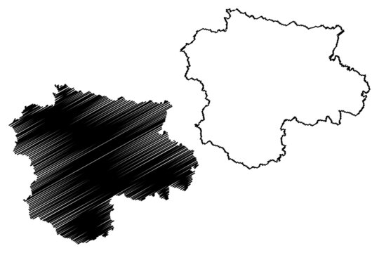 Satara district (Maharashtra State, Pune Division, Republic of India) map vector illustration, scribble sketch Satara map