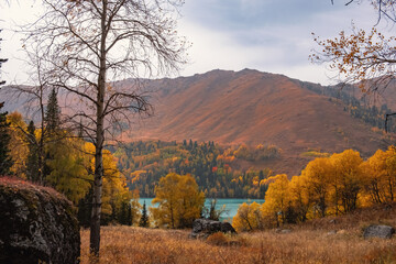 Fototapeta premium Zhasylkol lake in Dzungarian Alatau, Kazakhstan.