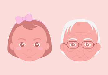 Face of girl and grandfather