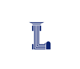 Letter L, Law Firm pillar, Creative Blue Color Logo Design, Company Business Concept