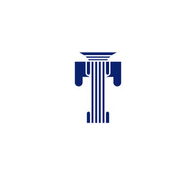 Letter T, Law Firm pillar, Creative Blue Color Logo Design, Company Business Concept