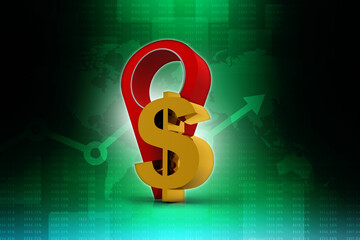 3d rendering Dollar symbol with navigation